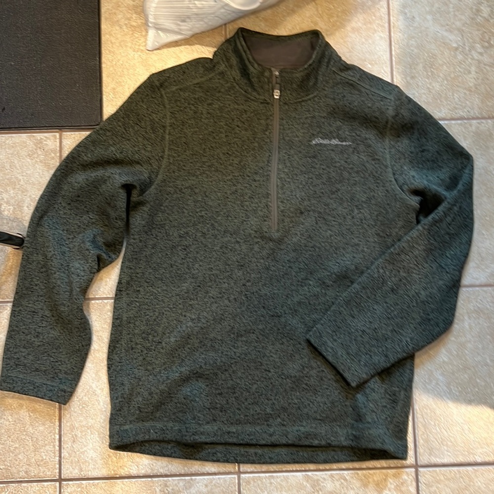 Eddie Bauer Men’s Heather Green 1/2 zip Fleece Pullover Size L